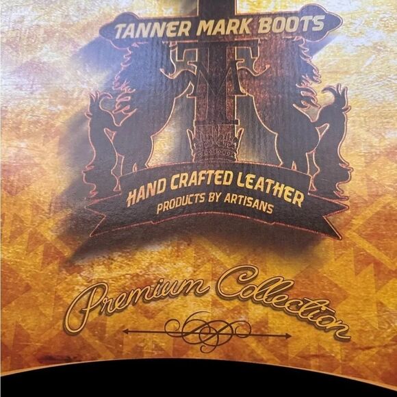 Leather Tanner Mark Hand Tooled Western Boot Broad Square Toe Men 8/Women - Picture 16 of 16